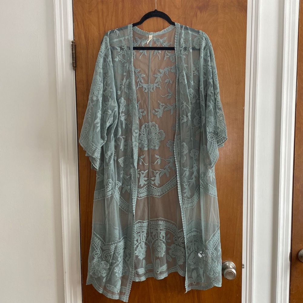 Pinkblush lace kimono